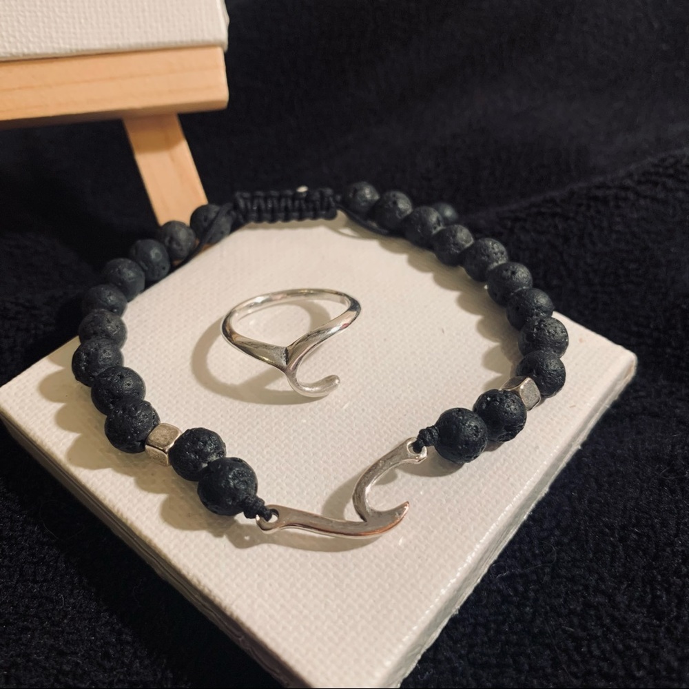 Essential Oil Lava Bracelet & Sterling Silver Ring